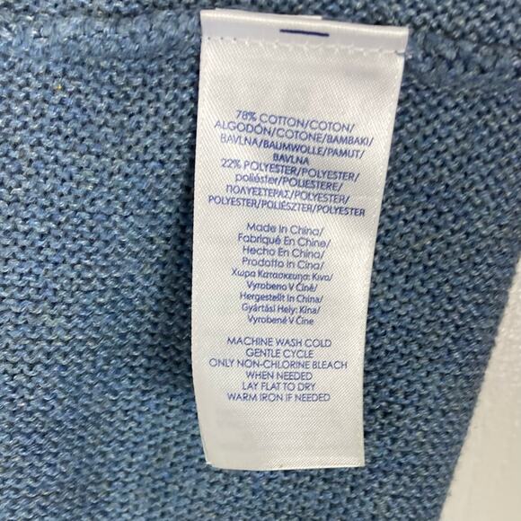 NWOT CHAPS Ralph Lauren Cardigan Sweater Vest 2X Aztec Open Blue Sleeveless 2Pkt - Picture 10 of 12